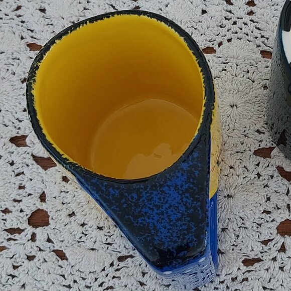 2 Hand Made Broussard, Art Studio Pottery Mugs, Hand Painted Vibrant Colors - Picture 8 of 12